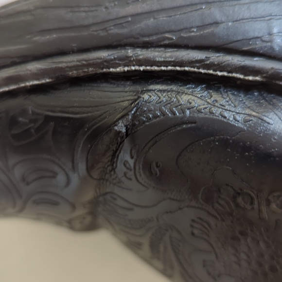 Bolo Etched Tooled Embossed Clog Wedge Nursing Shoes 9 Black - Picture 16 of 16